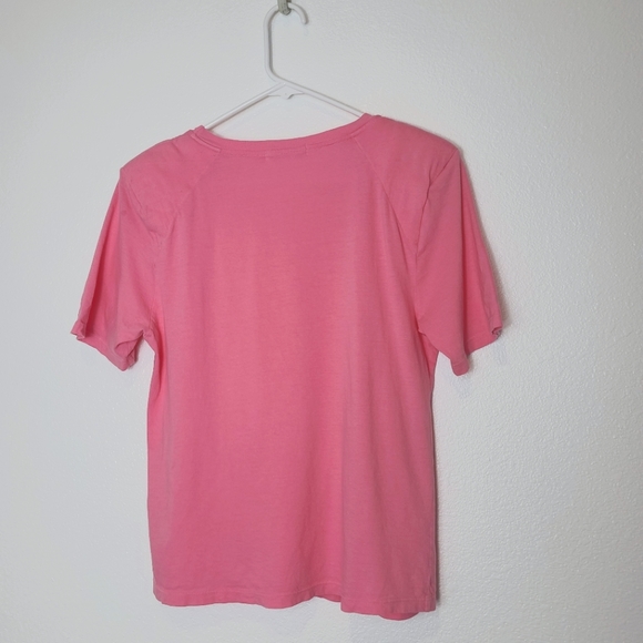 JONATHAN SIMKHAI STANDARD Kyler Shoulder Pad Organic Cotton Tee in Pink - Picture 7 of 8